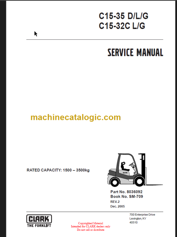 CLARK C15 35 D L G 32C SERVICE MANUAL