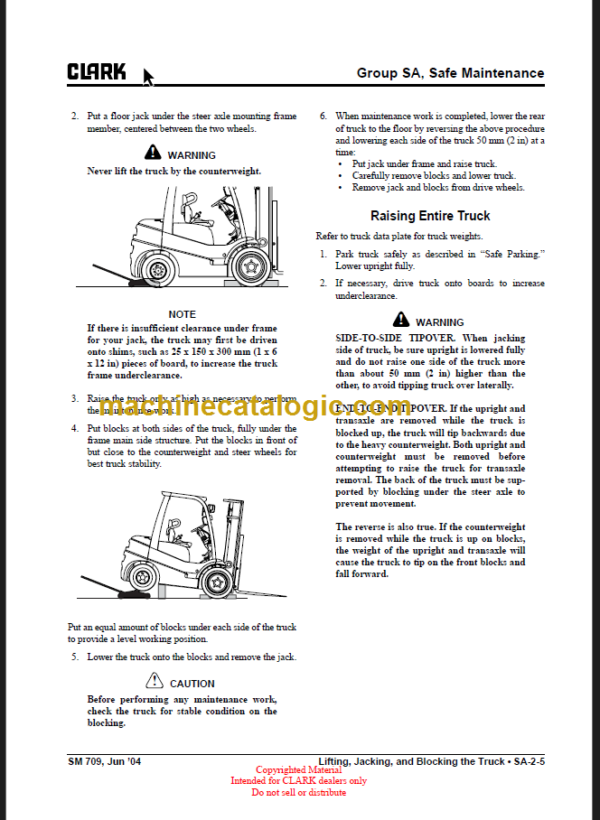 CLARK C15 35 D L G 32C SERVICE MANUAL