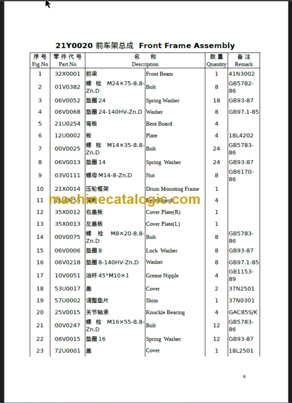 CLG 614 H PARTS CATALOG