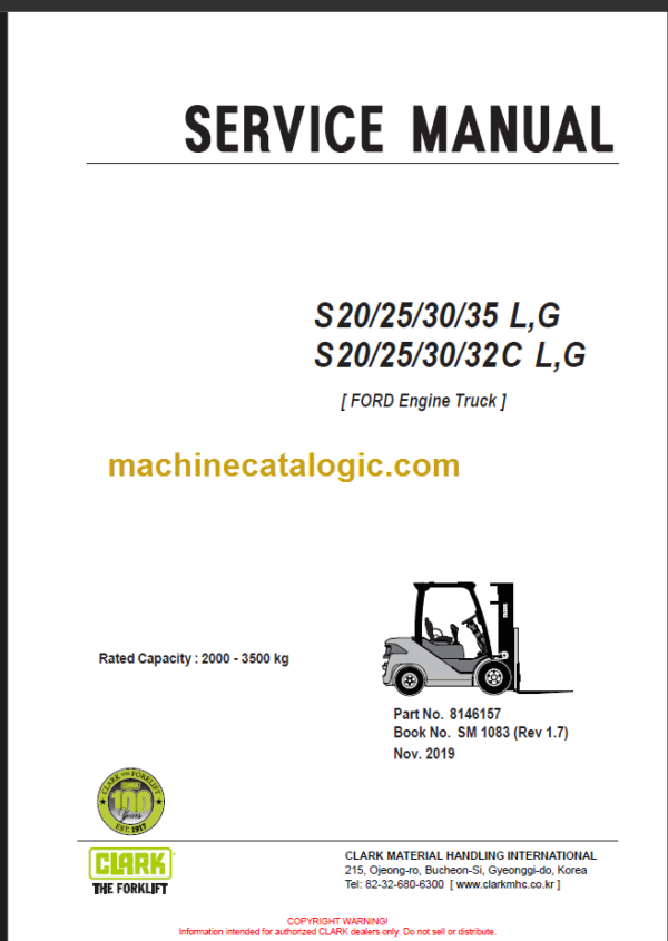 CLARK S20 25 30 32 C L G SERVICE MANUAL