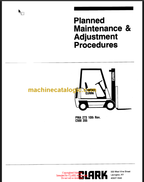 CLARK PMA-273 C500 355 PLANNED MAINTENANCE