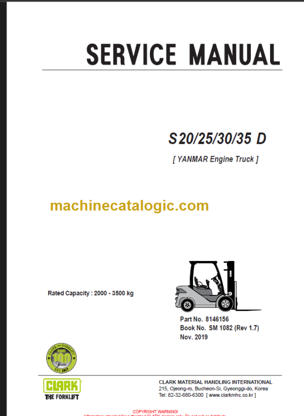 CLARK S20 25 30 35D SERVICE MANUAL