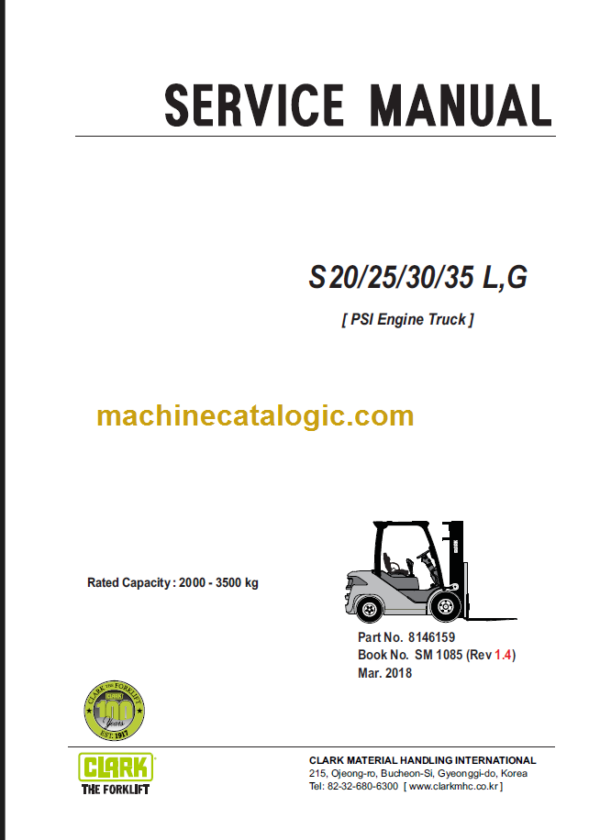 CLARK S20 25 30 35 L G SERVICE MANUAL