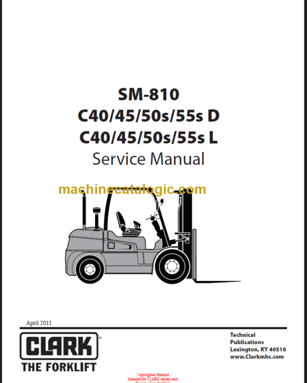 CLARK C40 45 50s 55s D L SERVICE MANUAL