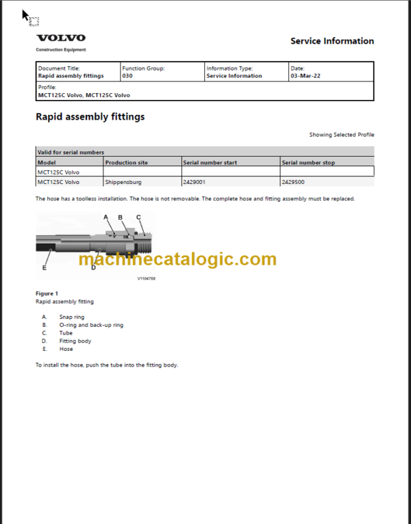 VOLVO MCT125C LOADER SERVICE REPAIR MANUAL