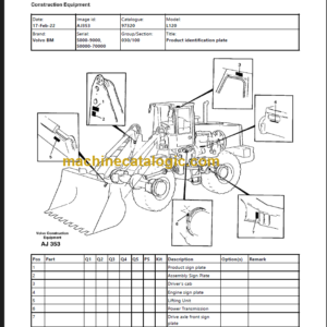 Volvo L120 BM Wheel Loader Parts Manual