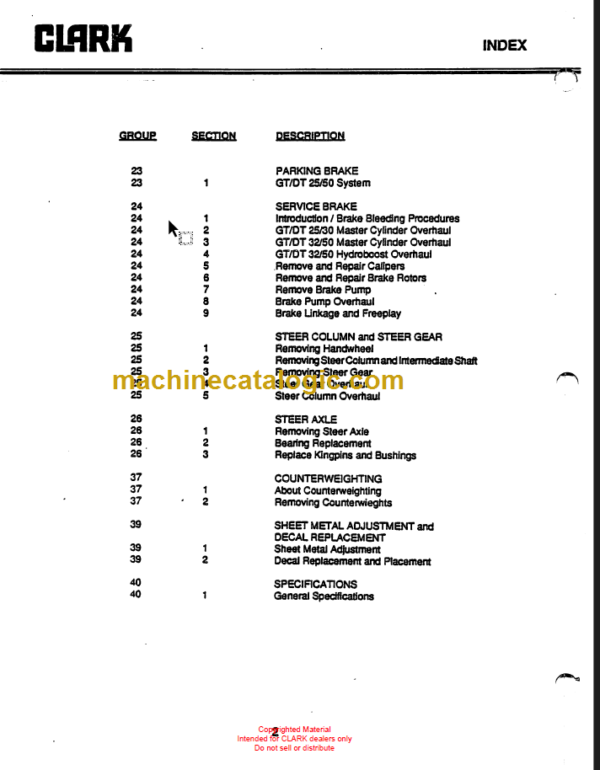 CLARK GT25 30 32 50 SERVICE MANUAL