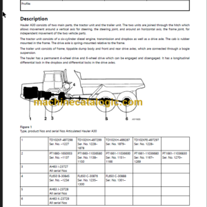 VOLVO A30 ARTICULATED HAULER SERVICE REPAIR MANUAL