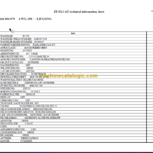 LIUGONG 4WG258 Transmission Parts Catalogue