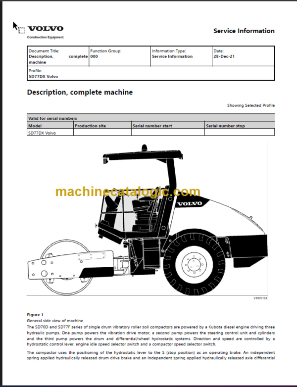 VOLVO SD77DX SOIL SERVICE REPAIR MANUAL