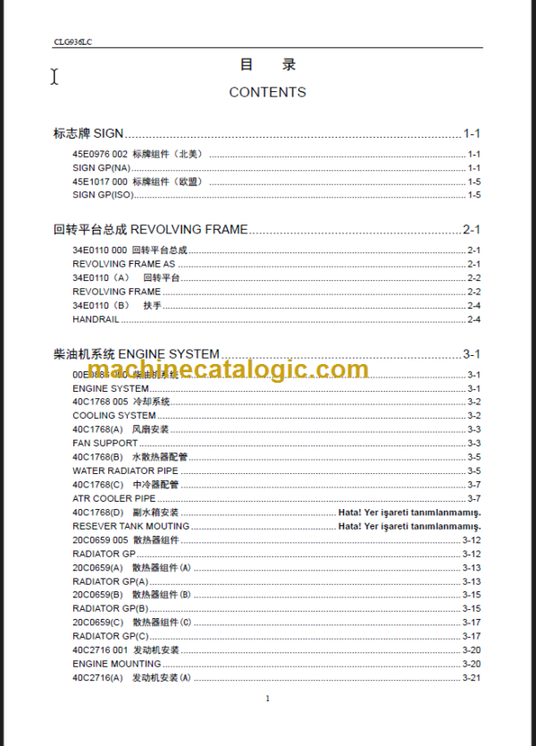 CLG936LC III PARTS MANUAL