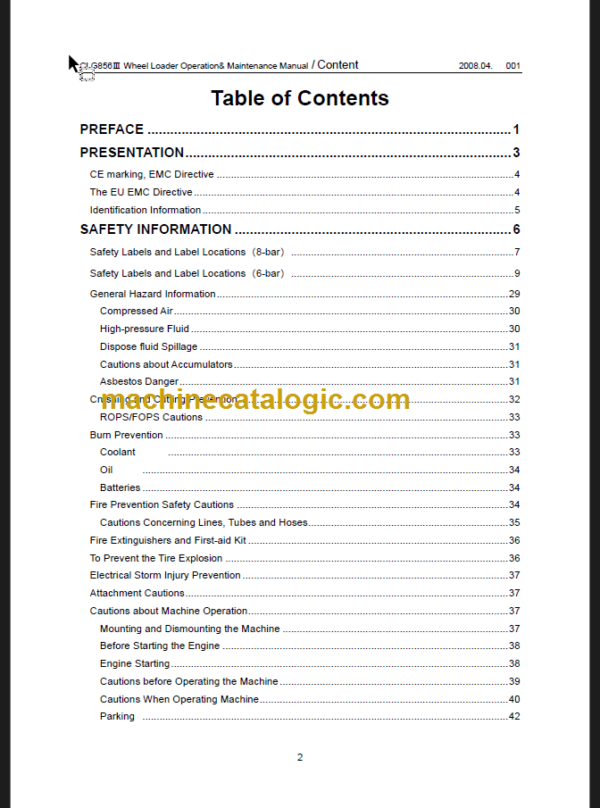 CLG 856 III OPERATION MANUAL 2008