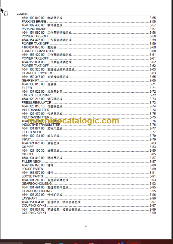 CLG 862 III PARTS MANUAL