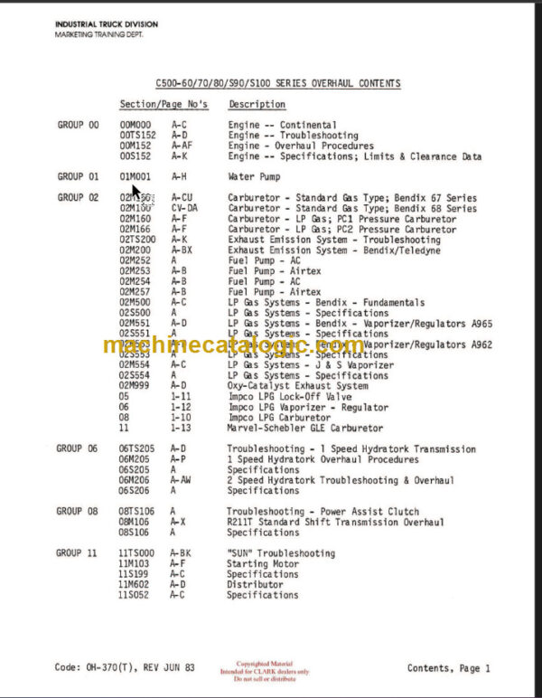 CLARK C500 (OH-370) Overhaul Manual