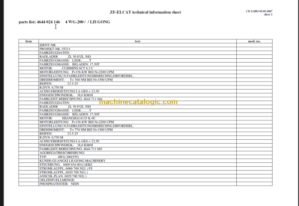 4WG200 Transmission Parts Catalogue