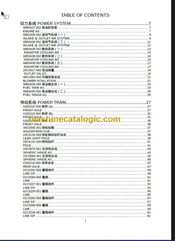 CLG 418 III PARTS CATALOG