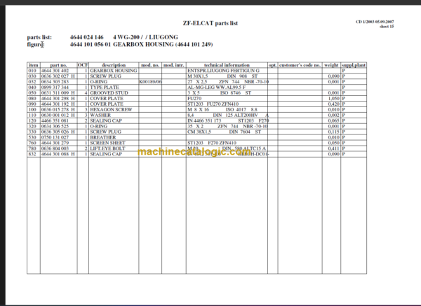 4WG200 Transmission Parts Catalogue