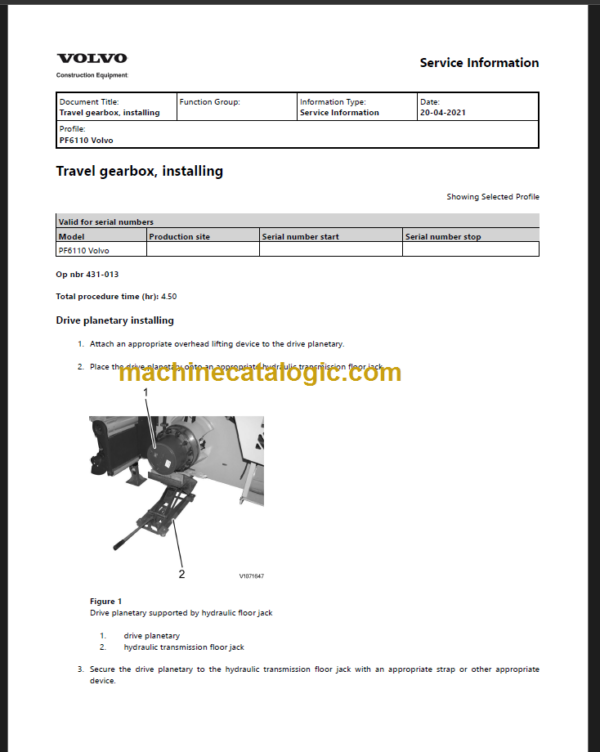 VOLVO PF6110 TRACKED PAVER SERVICE REPAIR MANUAL