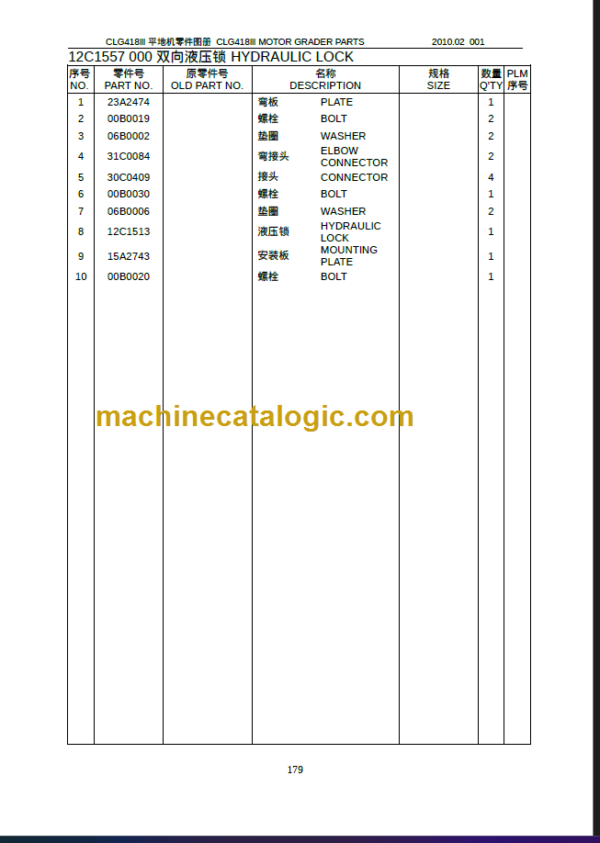 CLG 418 III PARTS CATALOG