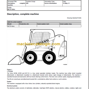 VOLVO MC70 SKID STEER LOSER SREVICE REPAIR MANUAL