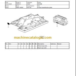 Volvo EW200B Excavator Parts Catalog Manual