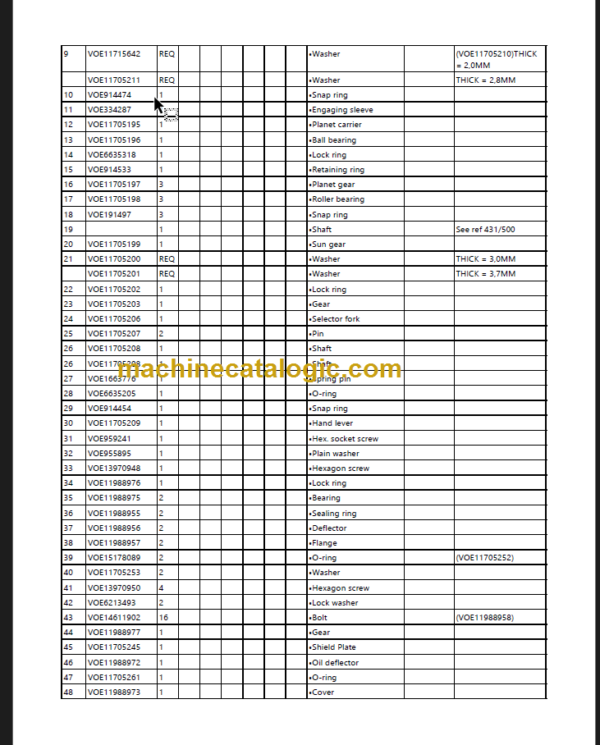 Volvo EW200B Excavator Parts Catalog Manual