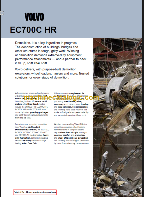 VOLVO EC700C HR EXCAVATOR SERVICE REPAIR MANUAL