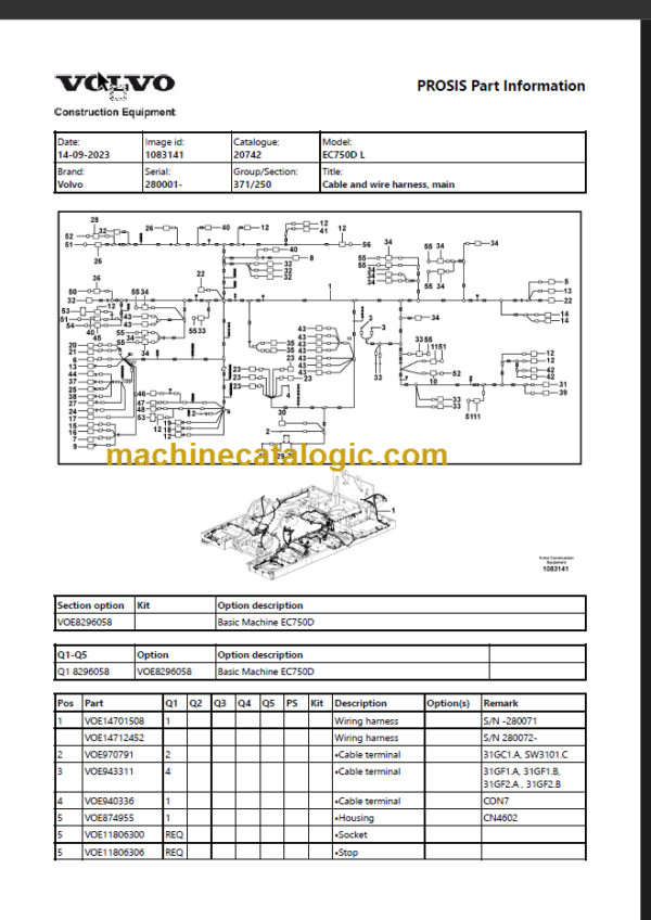 VOLVO EC750D L EXCAVATOR PARTS CATALOG MANUAL