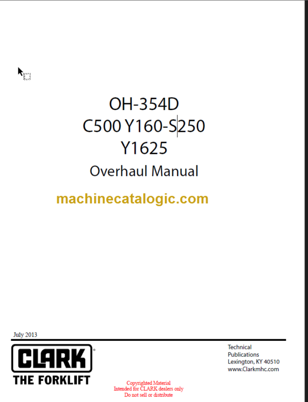 CLARK C500 Y160-S250 Y1625 OVERHAUL MANUAL