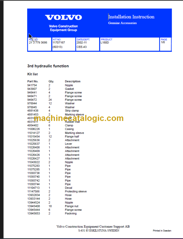 VOLVO L180D WHEEL LOADER SERVICE REPAIR MANUAL