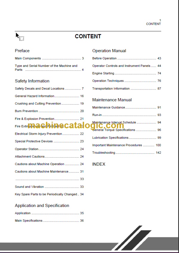 CLG906C OPERATION AND MAINTENANCE MANUAL