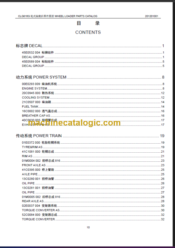 CLG816G PARTS MANUAL