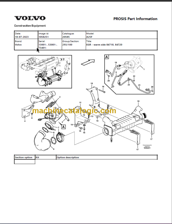 Volvo A25F Articulated Dump Truck Parts Catalog Manual