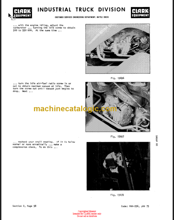 CLARK C500 235 LPG Planned Maint & Adj Manuals