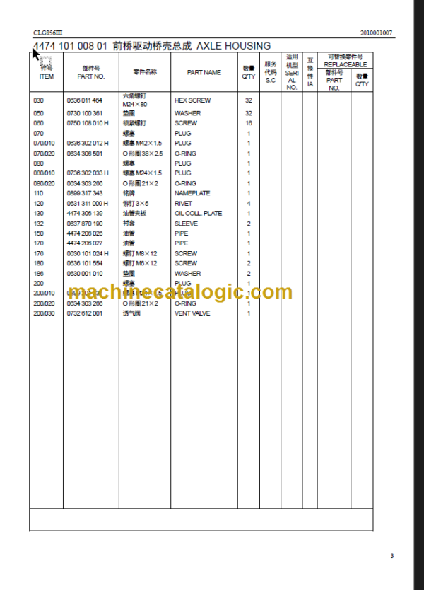 CLG856III PARTS CATALOG