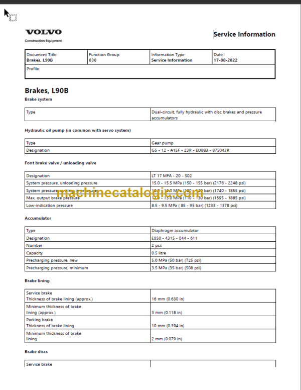 VOLVO BM L90B WHEEL LOADER SERVICE REPAIR MANUAL