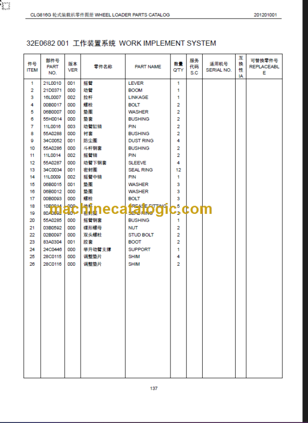 CLG816G PARTS MANUAL