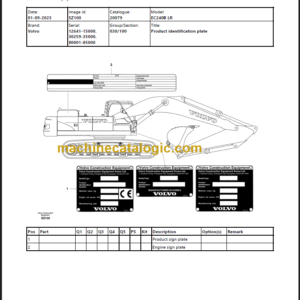 VOLVO EC240B LR EXCAVATOR PARTS MANUAL