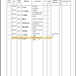 LIUGONG CLG835II (62F0018) PARTS MANUAL