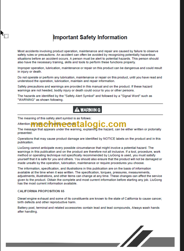 CLG908CIII-E OPERATION MANUAL