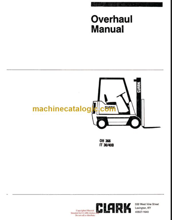 CLARK IT 30 40B (OH-366) Overhaul Manual