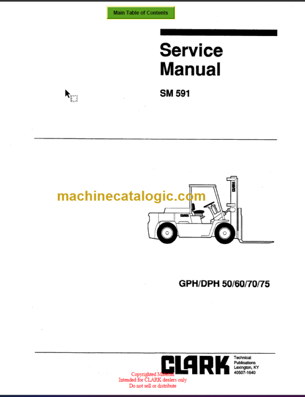 CLARK GPH DPH 50 60 70 75 SERVICE MANUAL