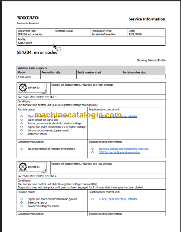 VOLVO A30D SERVICE REPAIR MANUAL