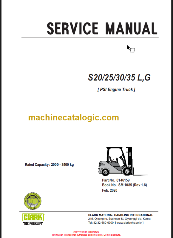 CLARK S20 25 30 35 L G SERVICE MANUAL