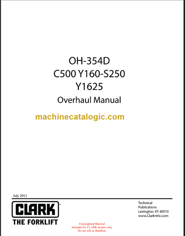 CLARK C500 Y160-S230 - Y1625 (OH-354D) Overhaul Manual