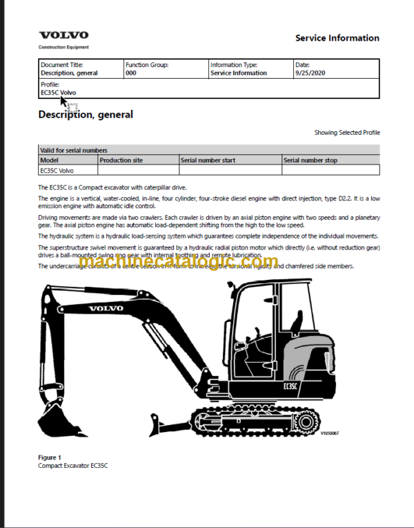 VOLVO EC35C EXCAVATOR SERVICE REPAIR MANUAL