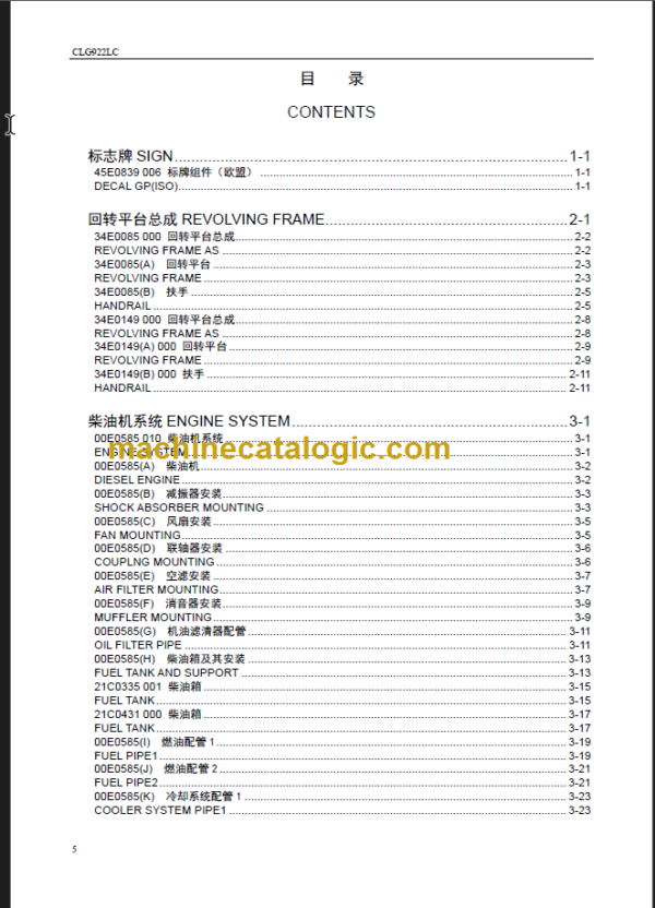 CLG 922 LCIII PARTS MANUAL 2012