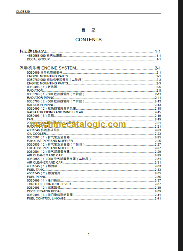 GLG B320 PARTS CATALOG