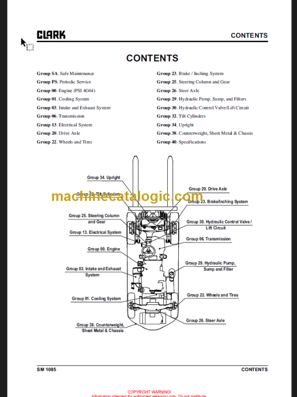 CLARK S20 25 30 35 L G SERVICE MANUAL