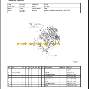 Volvo MCT85C Skid Steer Loader Parts Catalog Manual